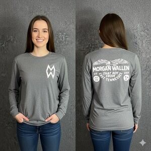 Morgan Wallen That Boy From East Tennessee Long Sleeve T-Shirt Gray Size Medium